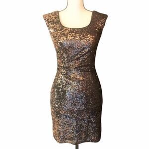 Sean Collection Sequined Fitted Formal Hoco Dress Women's Black Bronze Size 4